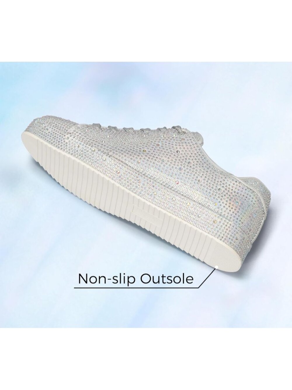 Women's Silver Stylish Sparkly Bling Rhinestone Fashion Glitter Non-Slip Sneaker - Picture 5 of 6